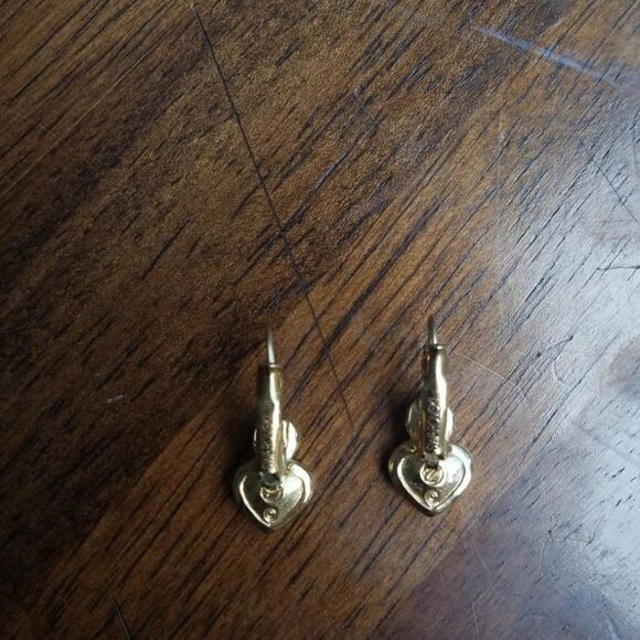 Swarovski Swan Signed Heart Round Crystal Pierced Earrings. - Picture 5 of 9